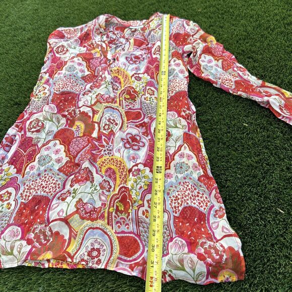 Manuel Canovas Womens Long Sleeve V Neck Floral Shift Dress 100% Silk 8 10 - Picture 13 of 16